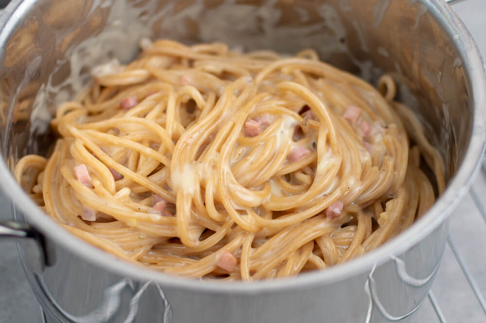 Schnelle gesunde Spaghetti Carbonara | FitnessFoodie.de